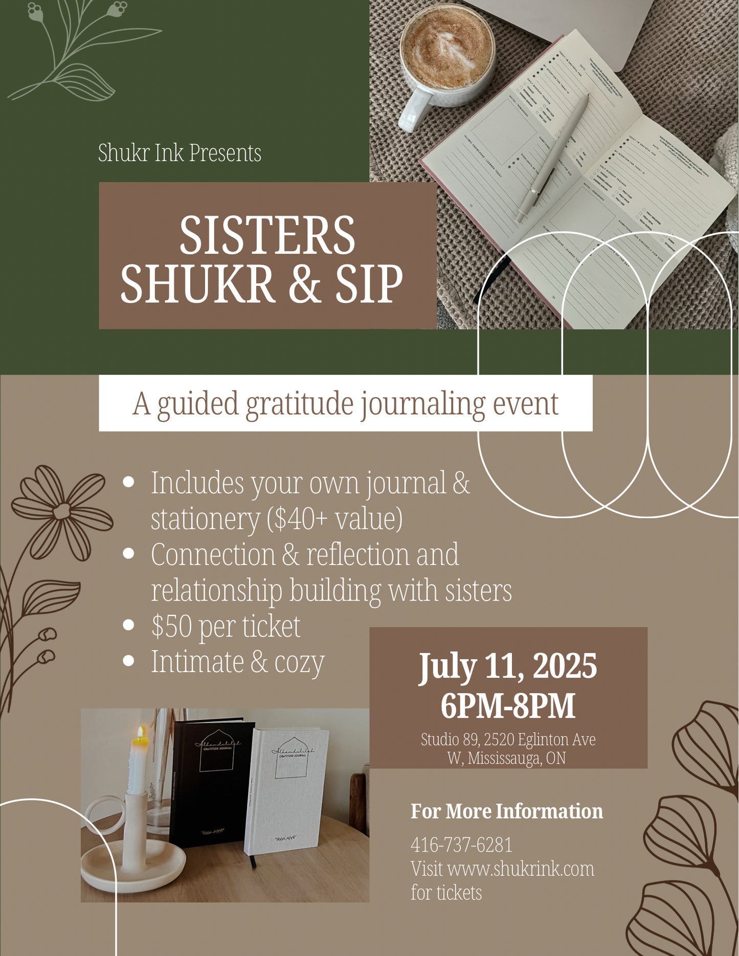 Sisters Shukr & Sip Journaling Event
